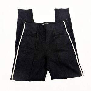 Zara Diamond Adorned Legging Pants Black Tuxedo Stripe Metallic Size M